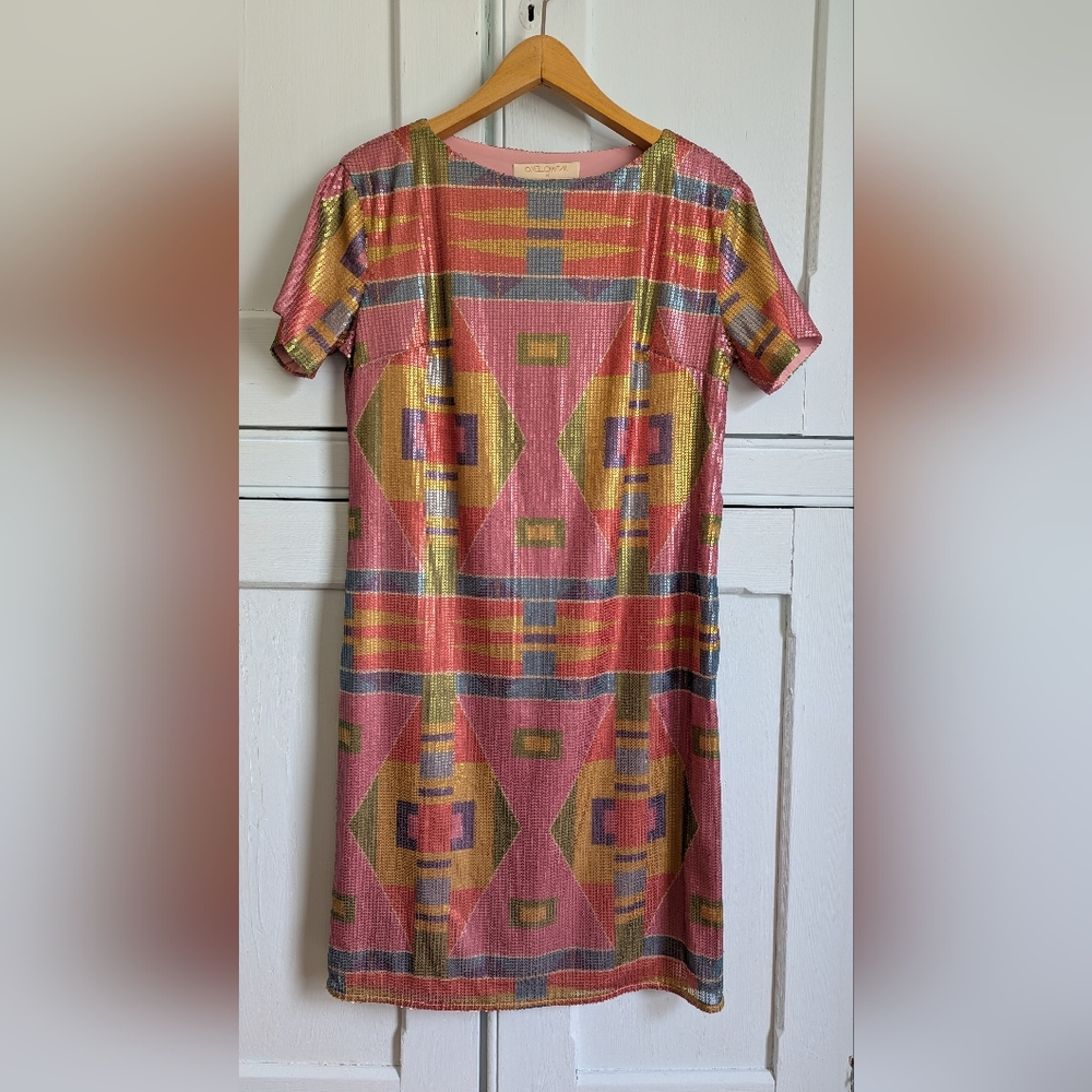 Geometric Multicolor Sequin Dress